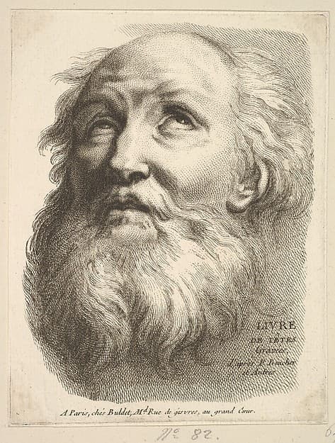 Frontispiece: Head of a Bearded Man, from "Livre de Têtes Gravées d'apres F. Boucher et Autres" (Book of Heads Engraved after F. Boucher and Others)