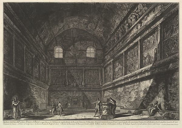 Interior view of the ancient Temple of Bacchus, now the church of S. Urbano, two miles from Rome..., from Vedute di Roma (Roman Views)