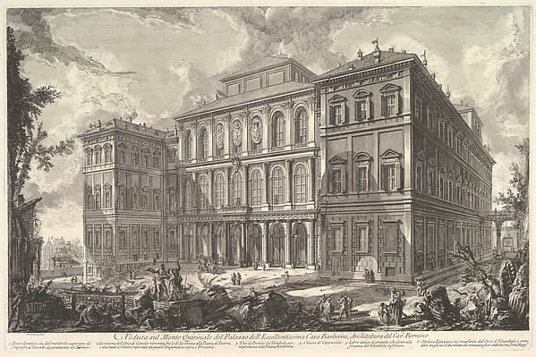 View of the palace of the illustrious Barberini family on the Quirinal Hill, designed by Cavaliere Bernini, from Vedute di Roma (Roman Views)