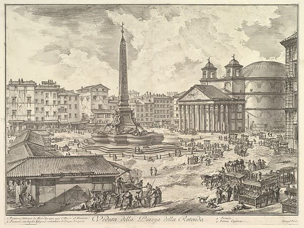 The Piazza della Rotonda, with the Pantheon and Obelisk (Veduta della Piazza della Rotonda), from "Vedute di Roma"