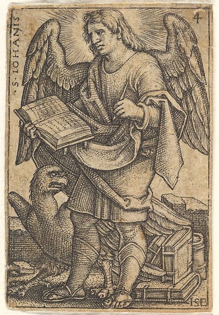 Plate 4: Saint John with his head turned three-quarters to the left, with a book in his right hand and an eagle at his feet, from 'The four evangelists'