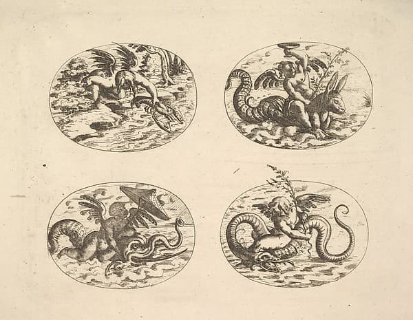 Putti with Sea Monsters, plates from the Neue Grotessken Buch