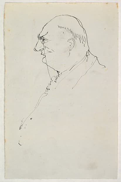 Caricature of a Man Wearing a Monocle Seen in Profile