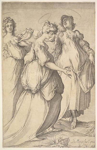 Three Haloed Female Figures