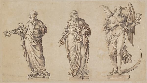 Sculpture Designs for Saint Peter, Saint Paul, and the Angel of Death