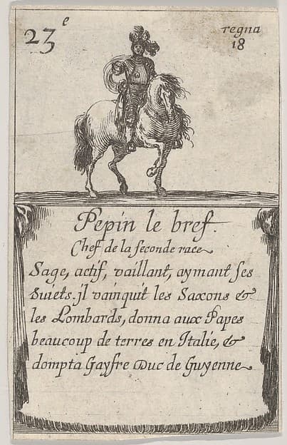 Pepin le bref / Chef de la seconde race..., from 'Game of the Kings of France' (Jeu des Rois de France)