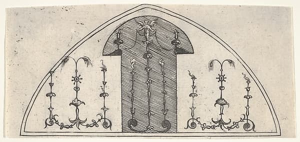 Lancet-shaped panel of grotesque decoration