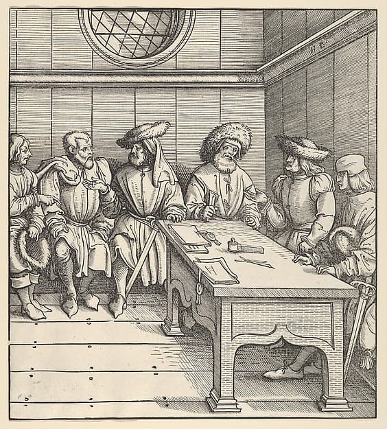 The White King's Council with the Captors, from Der Weisskunig