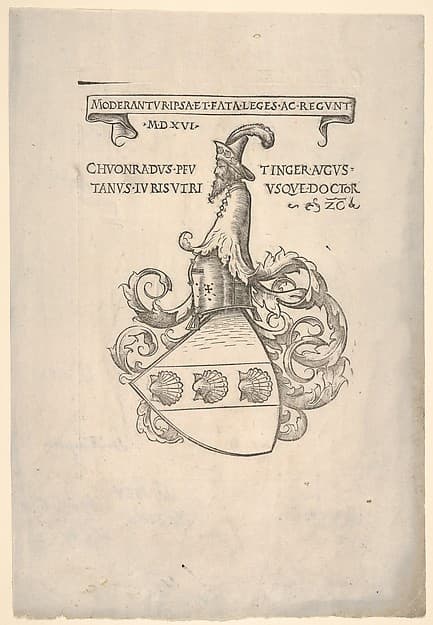 Bookplate with the coat of arms of Konrad Peutinger