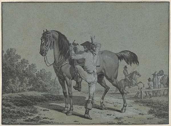 Man Mounting a Horse