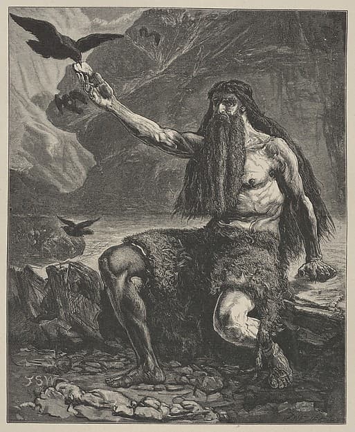 Elijah Fed By Ravens, from "Dalziels' Bible Gallery"