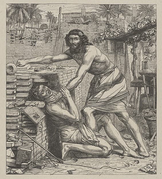Moses Slaying the Egyptian, from "Dalziels' Bible Gallery"