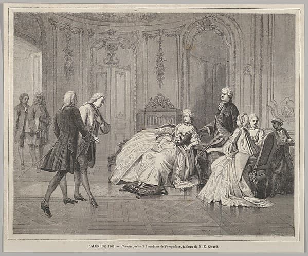 Boucher présenté à Madame de Pompadour (Boucher presented to Madame de Pompadour), from "Le Monde Illustré"