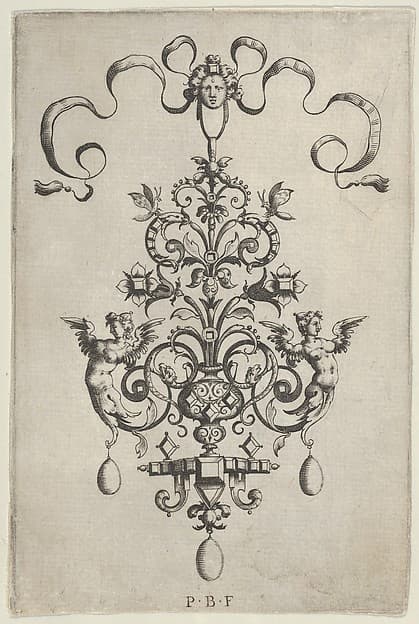 Vertical Panel with Design for a Pendant, from Ars His Myronis Nobilis Effingitus Pagellulis