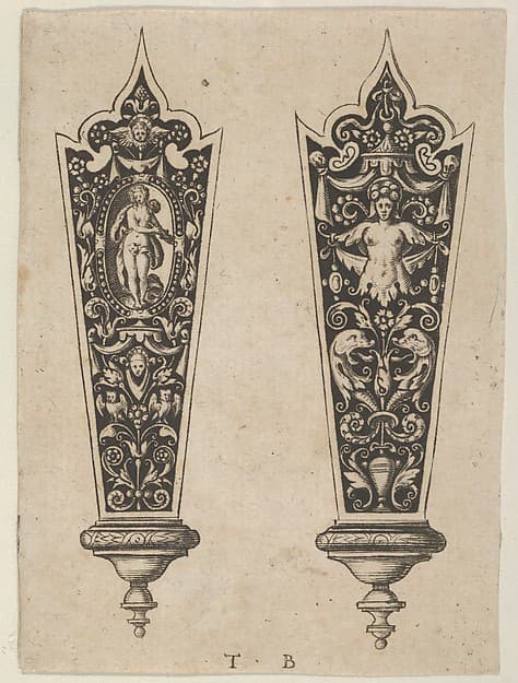 Design for Knife Handles with the Death of Lucretia and Grotesques