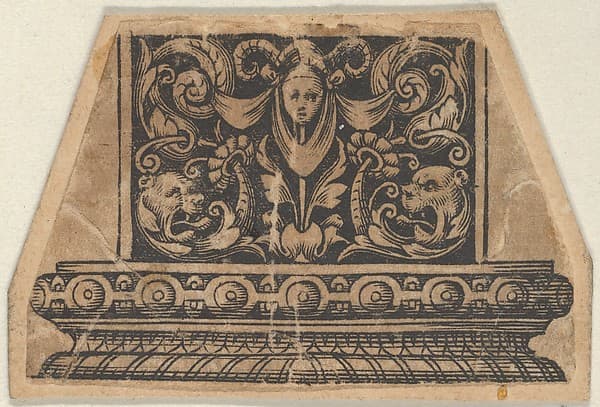 Detail with a Horned Mask Wearing a Whimple, from a Design for a Sword or Dagger Handle