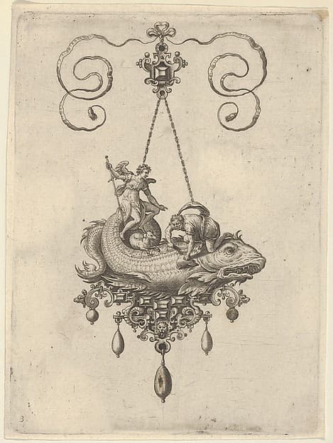 Pendant Design with a Fish Carrying Tobias and the Angel