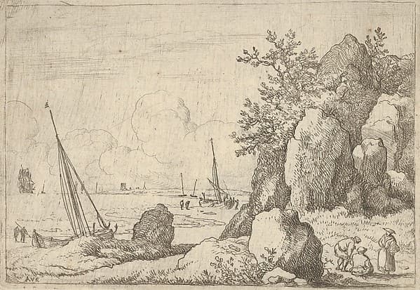 Sea Piece with Three Figures to the Right