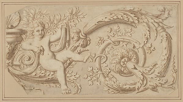 Design for a Frieze with Putto and Acanthus Scroll