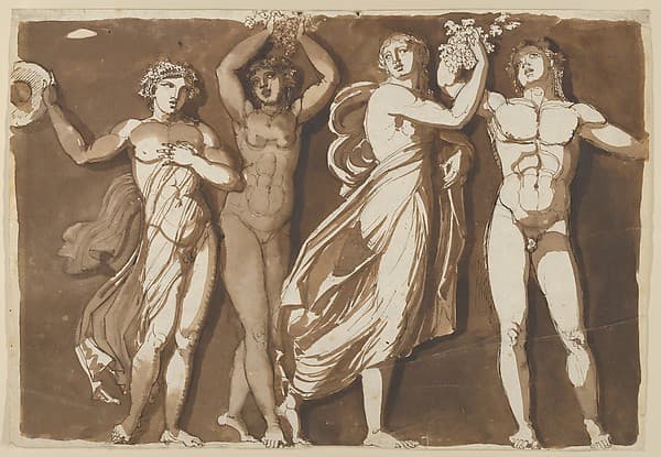 A Frieze of Dancing Antique Figures in a Bacchanal