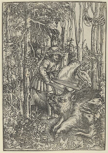 Hunter on Horseback Hunting a Wild Boar