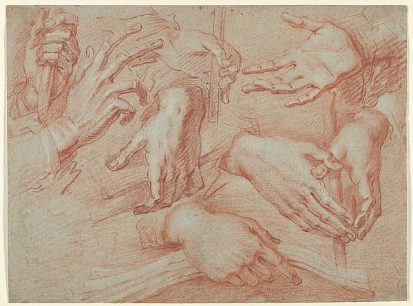 Study of Hands (recto); Study for a Reclining St. Francis (verso)