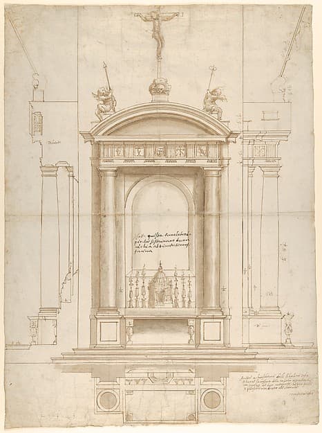 Design for an Altar Surmounted by a Crucifix in Four Different Views