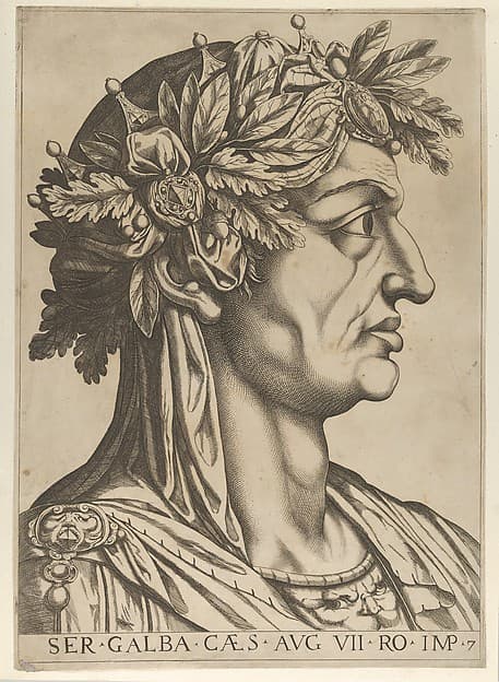 Plate 7: Sergius Galba in profile to the right, from "The Twelve Caesars"