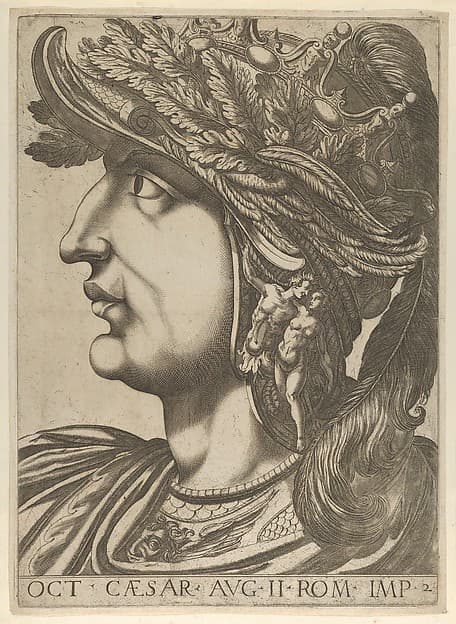 Plate 2: Octavius in profile to the left, from 'The Twelve Caesars'