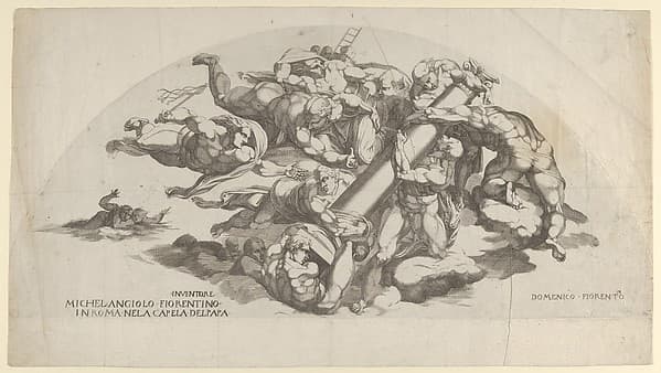 Group from the Last Judgment, Angels Carrying the Column of the Flagellation and the Sponge and Ladder of the Crucifixion