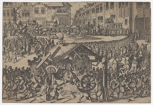 People celebrating at the coronation of Ferdinand II in Frankfurt