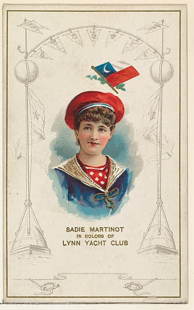 Sadie Martinot in Colors of Lynn Yacht Club, from the Yacht Colors of the World series (N140) issued by Duke Sons & Co. to promote Honest Long Cut Tobacco