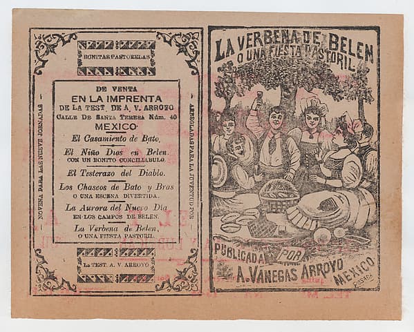 Cover for 'La Verbena de Belen o Una Fiesta Pastoril", people having a picnic in a field