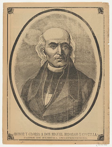 Broadsheet with portrait of Don Miguel Hidalgo y Costilla