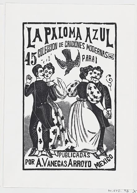 Two couples dancing, illustration for 'La Paloma Azul,' published by Antonio Vanegas Arroyo