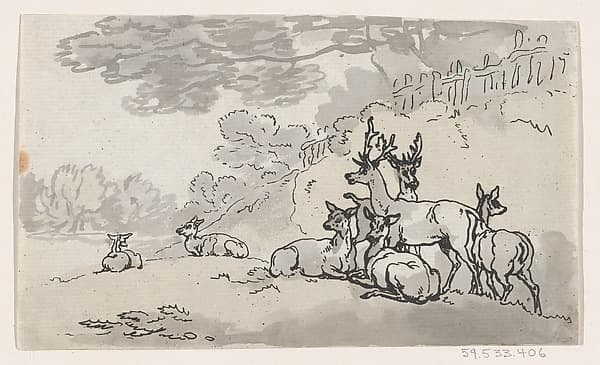 Deer (from Plate 3, Outlines of Figures, Landscapes and Cattle...for the Use of Learners)
