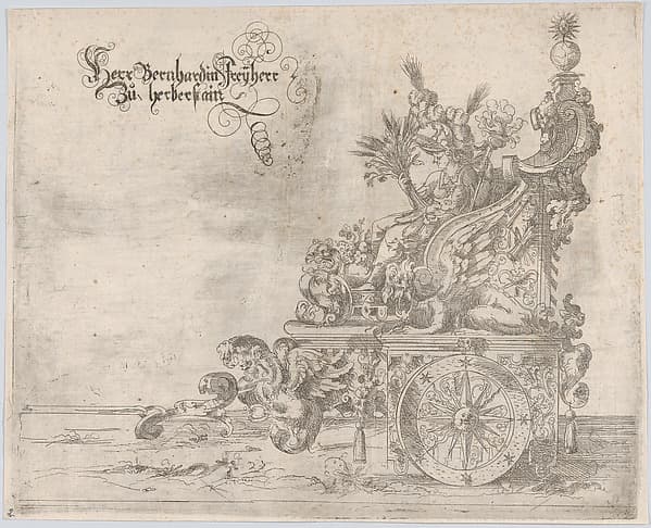 Procession, with a female figure seated on a float