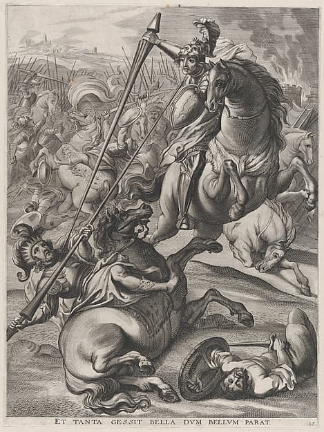 Plate 16: Battle of Achilles against the Trojans; from Guillielmus Becanus's 'Serenissimi Principis Ferdinandi, Hispaniarum Infantis...'