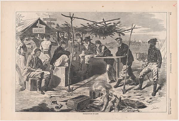 Thanksgiving in Camp (from "Harper's Weekly," Vol. VII)