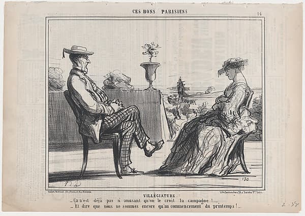 Villégiature, from Ces Bons Parisiens, published in Le Charivari, May 5, 1858