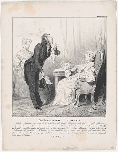 Plate 43: A man of sensitivity at the right price, from 'Caricaturana,' published in Les Robert Macaires