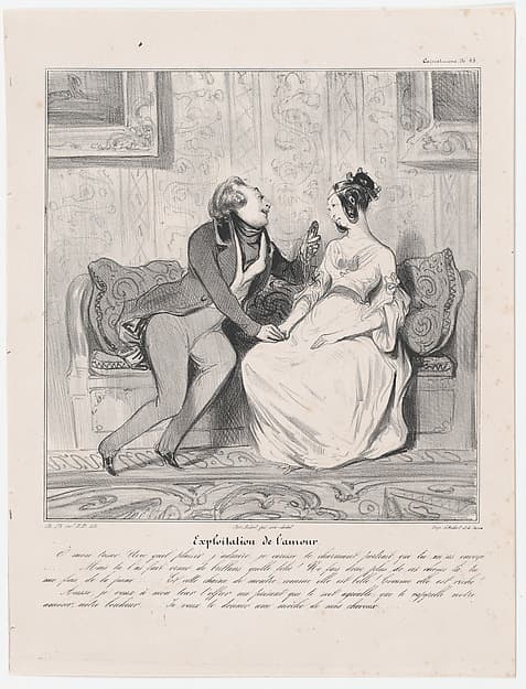 Plate 45: Exploitation of love, from 'Caricaturana,' published in Les Robert Macaires