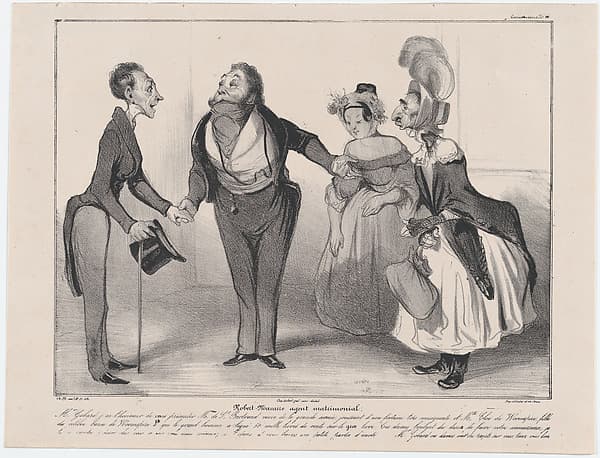 Plate 16: Robert Macaire matrimonial agent, from 'Caricaturana,' published in Les Robert Macaires