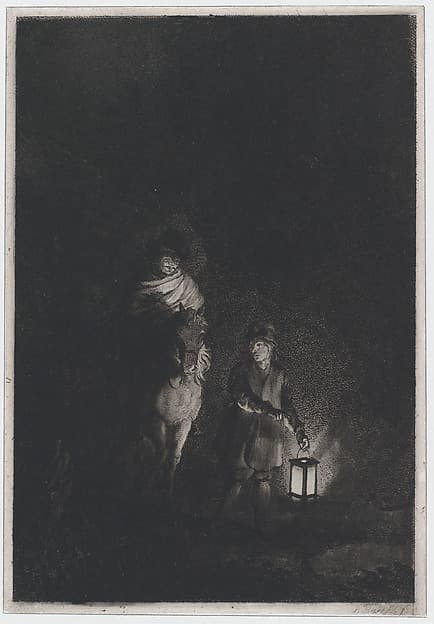 Rider and boy with lantern