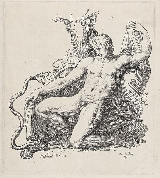 Serpent Attacking a Naked Man
