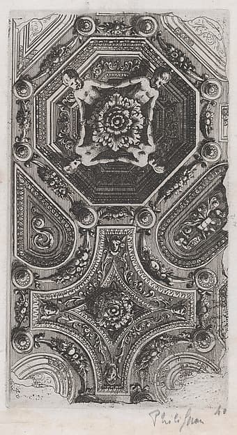 Ceiling Design, plate 40 from "Curieuses recherches de plusieurs beaus morceaus d'ornemens antiques et modernes..."