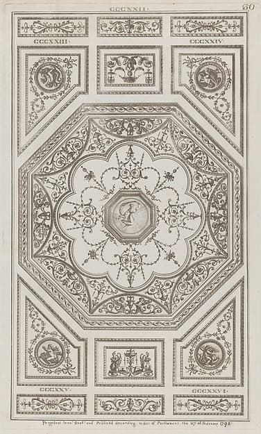 Ceiling Ornament, nos. CCCXXII–CCCXXVI, plate 50 from "Designs for Various Ornaments"