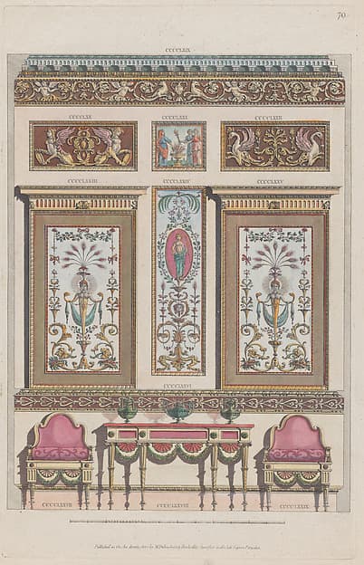Interior Ornamented Wall, nos. CCCCLXIX–CCCCLXXIX, plate 70 from "Designs for Various Ornaments"