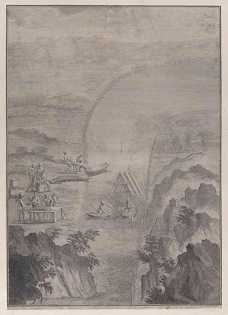 Men fishing with nets in a river, from 'Danubius Pannonico-Mysicus' (Volume 3)