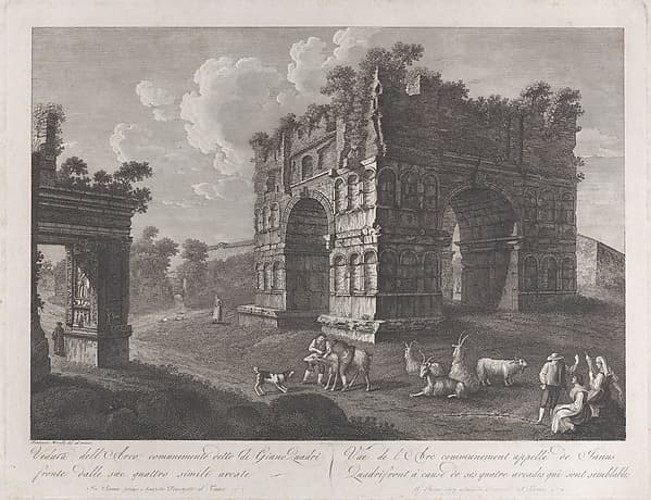 View of the Arch of Janus, with shepherds and goats in the foreground